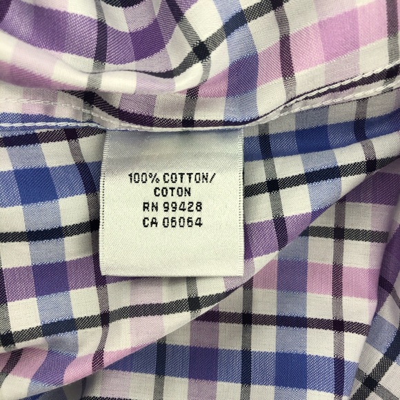 Bugatchi Purple Check Shaped Fit Button Down Shirt - Picture 7 of 8